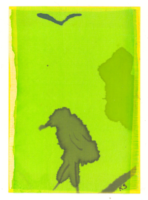 silk ATC with heron image