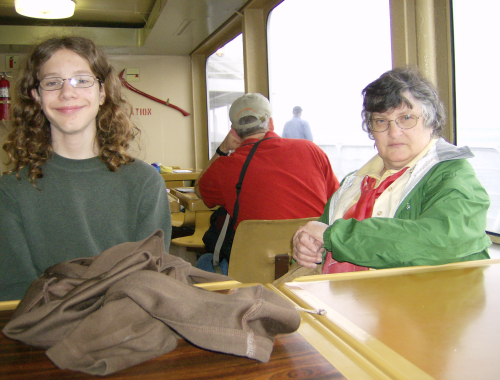 stidkid and his grandmother on the ferry from Washington state to Vancouver Island