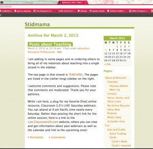 Almost Spring two-column theme with body on the left and an expanded list of pages and categories below a calendar that shows post dates on the right.