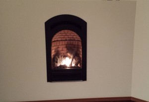 lit fireplace April 2014