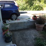 Looking from the front porch toward the driveway.