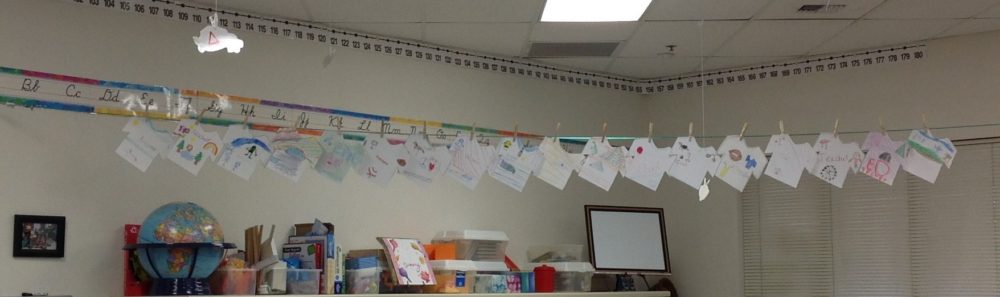 The students use these to show something about themselves as we are learning about the new year. Three pictures, and one word!